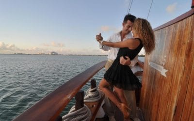 A couple dacing on a yacht