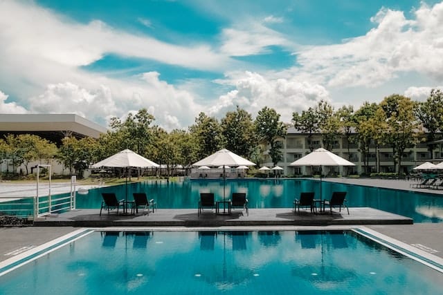 A hotel resort's pool area